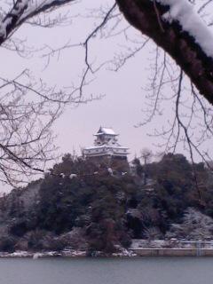 春雪10cm 木曽川 犬山城
