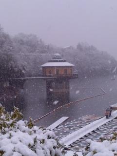 入鹿池雪景色 配水塔